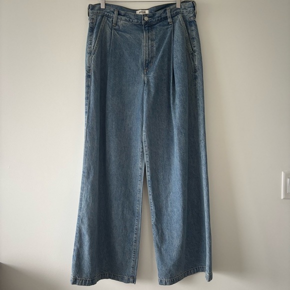 NWOT Agolde Ellis Trouser Wide Leg Baggy Lyocell Recycled Nylon Pleated Jeans - Picture 3 of 12